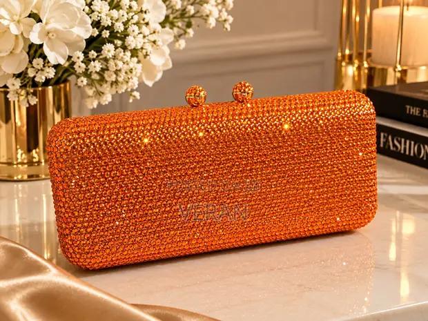 Amber Crystal Box Clutch - 1