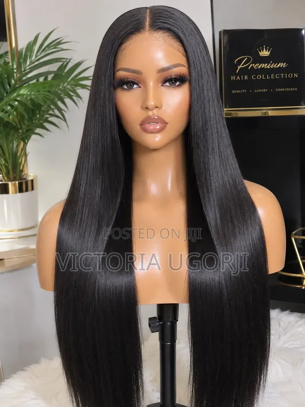 Long Silky Straight Blend Hair Wig - Black - 1