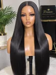 Long Silky Straight Blend Hair Wig - Black - 1
