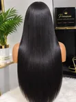 Long Silky Straight Blend Hair Wig - Black - 2