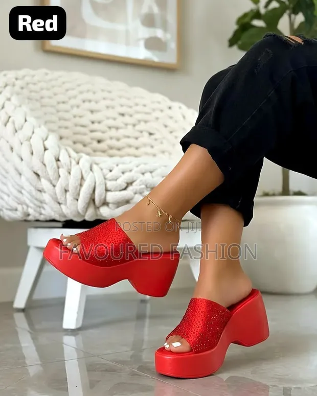 Classy Red Wedge Dressing Slippers - Size 37-42 - 1