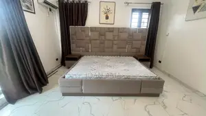 6x7 Upholstery Solid Bed Frame with Orthopedic Mattress & Side Tables