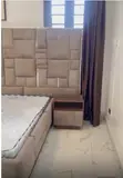6x7 Upholstery Solid Bed Frame with Orthopedic Mattress & Side Tables - 3