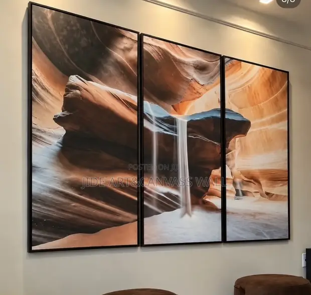 Split Canvas Wooden Wall Frame Waterfall - 1