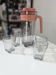 Water/Juice Pitcher Set with 4 Stackable Cups - 2