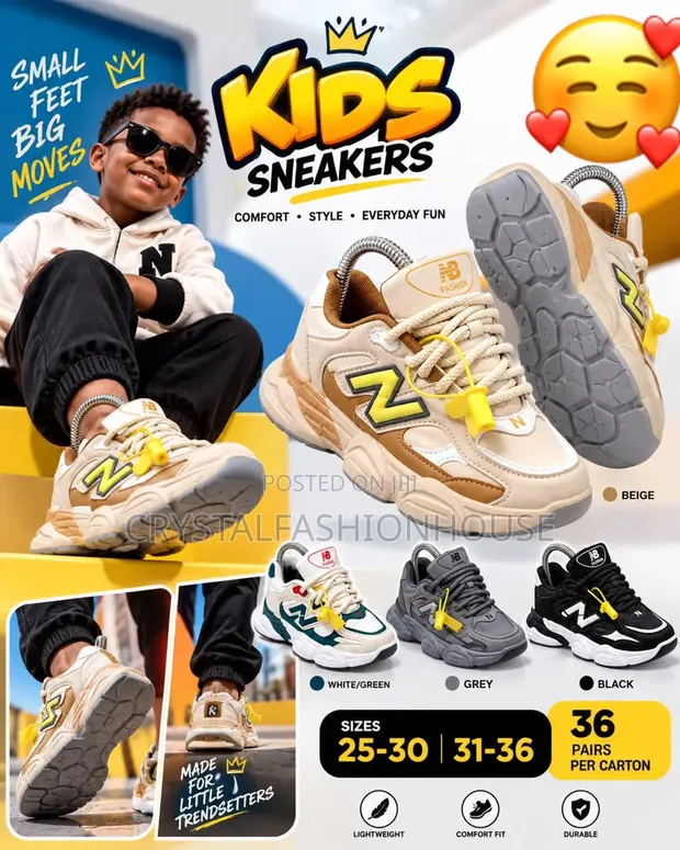 Crystal Fashion House Kids Designer Sneakers (Size 25-36) - 1