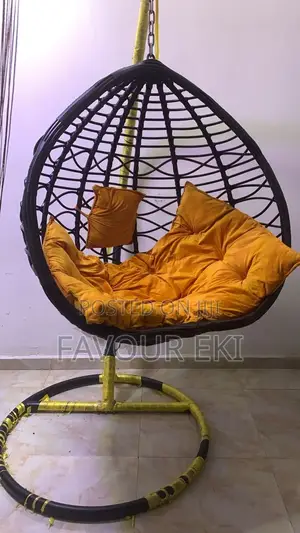 Used Hanging Egg Chair with Stand & Cushions