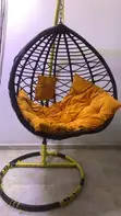 Used Hanging Egg Chair with Stand & Cushions - 2