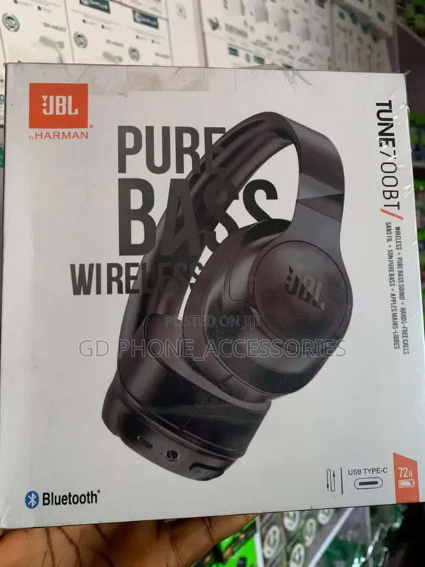 Brand New JBL Pure Bass Wireless Over-Ear Headphones (Black) - 1