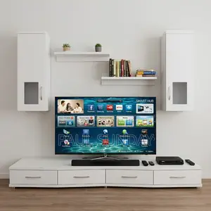Modern White TV Stand Entertainment Center