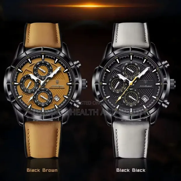 Poedagar Leather Chronograph Watch da Gilashin Sapphire - 1