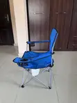 Foldable Camping/Beach Chair with Double Cup Holders - Blue - 1