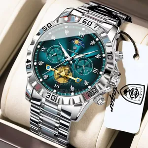 Poedagar Chronograph Waterproof Agogo da Gilashin Sapphire