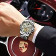 Poedagar Chronograph Waterproof Agogo da Gilashin Sapphire - 3