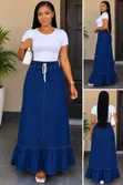 Light Wash Denim Maxi Skirt - 2