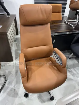 High-Back Executive Office Chair - Cognac Brown Leather