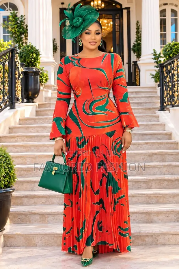 Luxury Floor-Length Dress - Vibrant Geometric Pattern - 1