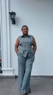 Gray Linen Trouser Set - Women's - 2