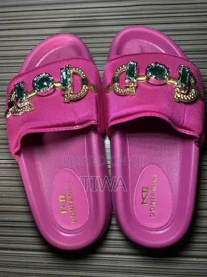 Gucci Pink Faux Leather Slides - Size 39