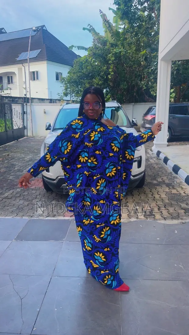 Royal Blue Ankara Maxi Gown - Elegant Occasion Wear - 1