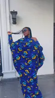 Royal Blue Ankara Maxi Gown - Elegant Occasion Wear - 2