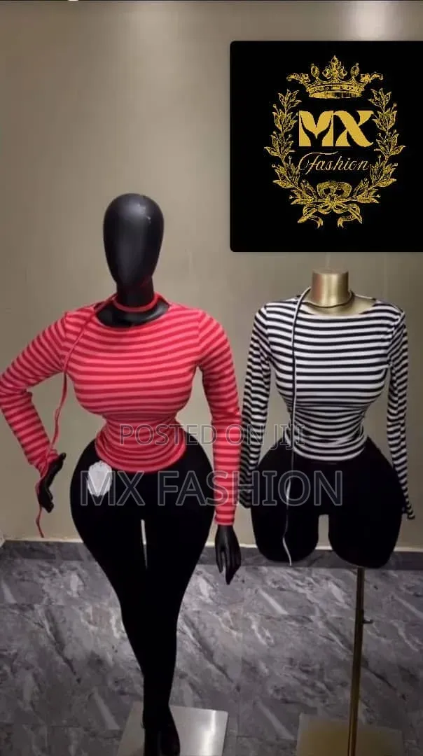 Women's Striped Long Sleeve Fitted Top - Casual Wear - 1