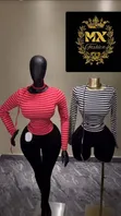 Women's Striped Long Sleeve Fitted Top - Casual Wear - 2