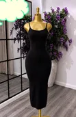Elegant Black Bodycon Midi Dress - 2