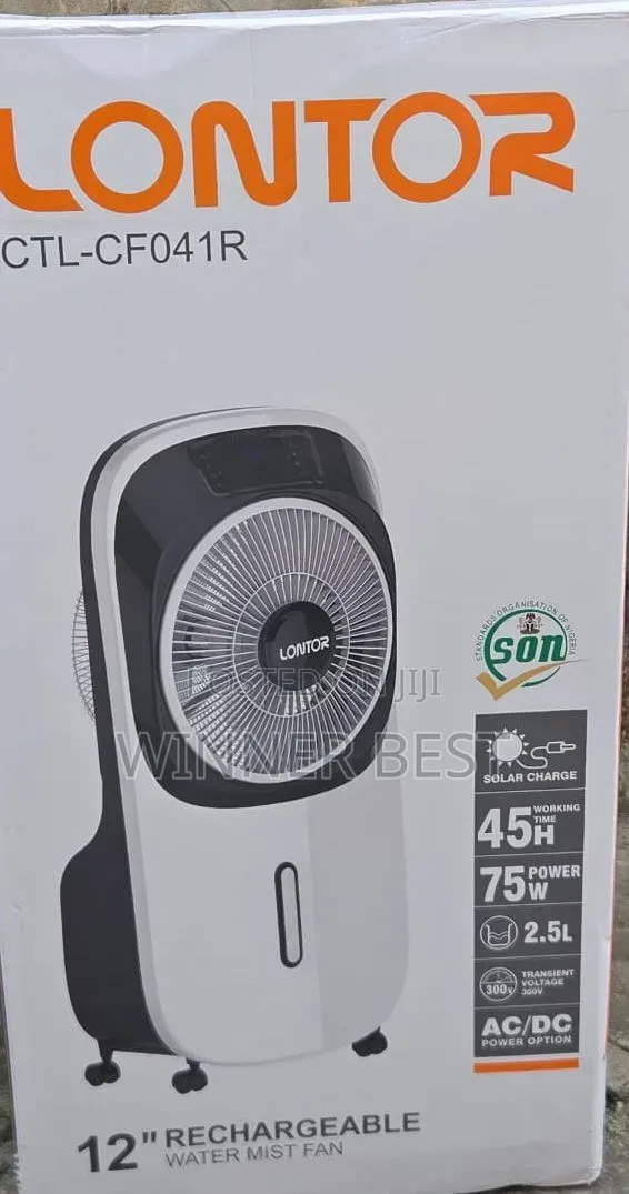 12" Lontor Rechargeable Air Cooler Water Mist Fan - 1