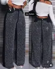 Women's High Waist Beaded Wide-Leg Jeans - 1