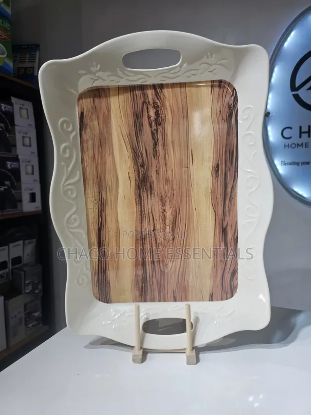 Serving Tray with Wood Pattern - 1