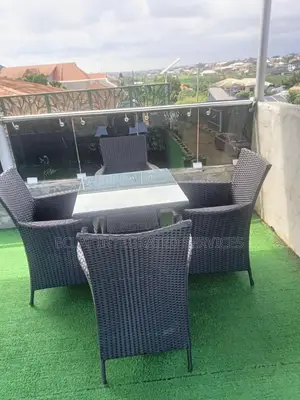 Black Outdoor Set with Red Cushions