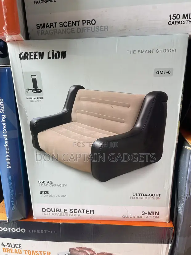Green Lion Double Seater Inflatable Sofa - 1