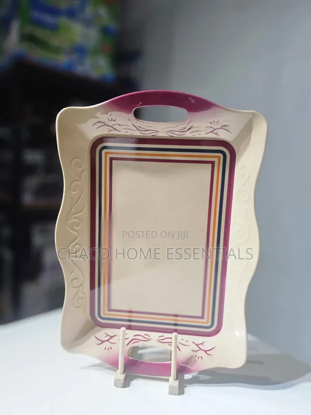 Durable Melamine/Ceramic Serving Tray with Handles - 1