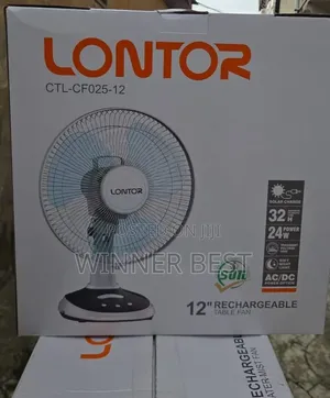 Lontor 12-Inch Rechargeable Table Fan