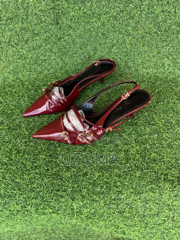 Boohoo Burgundy Patent Slingback Heels - Size 40 - 1
