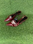 Boohoo Burgundy Patent Slingback Heels - Size 40 - 1