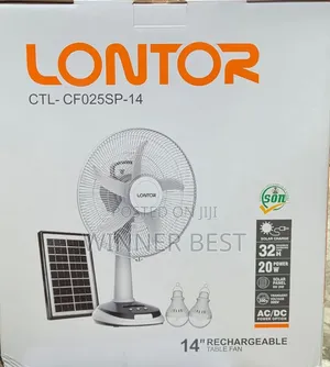 Lontor Fan Mai Girman Inci 14 Mai Cajin Baturi tare da Hasken Rana & Bulbs 2