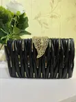Noir Gold-Embellished Luxe Clutch - 2