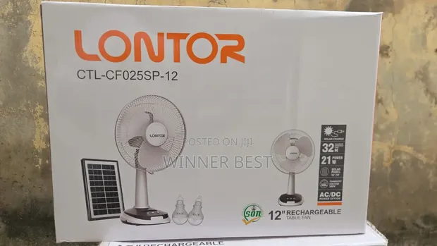 12-Inch 3-in-1 Rechargeable Fan da Solar Panel & 2 Fitila - 1