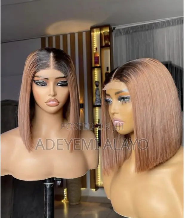 10-inch Bone Straight Wig - Golden Brown - 1