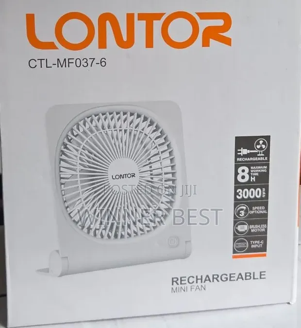 6" Lontor Rechargeable Table Fan - 1