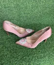 Thrift Elegant Tan Satin Stiletto Court Heels - 1