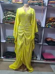 Adire Crepe Bubu Gown - V-Neck, Mandarin Collar - 2