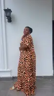 Kyakyawar Brown & Black Abstract Print Maxi Dress - 2