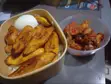 White Rice, Chicken Wings, Plantain, Egg & Stew Meal - 1