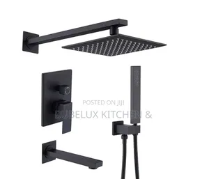 3-Way Matte Black Concealed Rain Shower System with Tub Spout