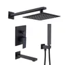 3-Way Matte Black Concealed Rain Shower System with Tub Spout - 1