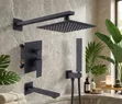 3-Way Matte Black Concealed Rain Shower System with Tub Spout - 2