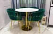 Weaving Fabric Dining Chair with Golden Metal Legs - 2
